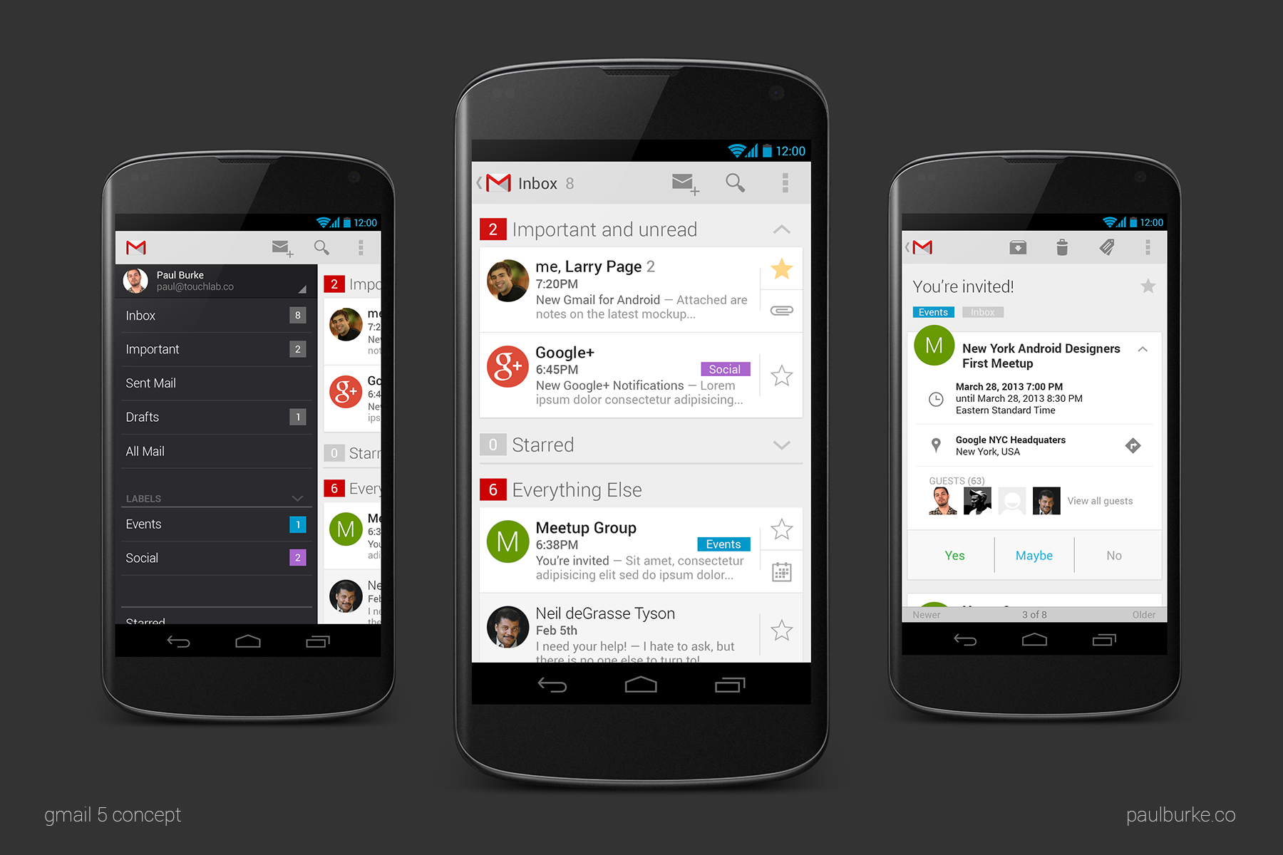 GMail 5 – koncept, který by se vyjímal na Androidu