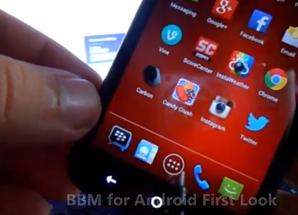 BlackBerry Messenger pro Android zachycen na videu