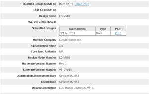 LG V510 - možná Nexus 8 - cerfitikace Bluetooth