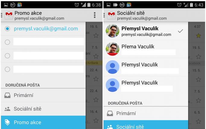 Gmail pro Android 4.8 – přeuspořádání položek a jedna nová funkce