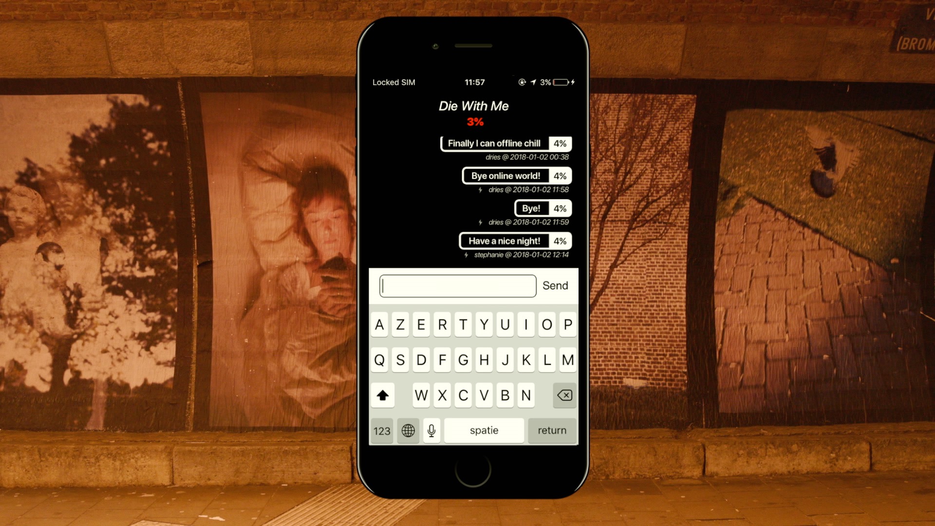 Die With Me – chatovací aplikace pro mobily s energií baterie pod 5 %