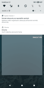 Chrome nedovoluje pořizování snímků obrazovek v anonymním režimu
