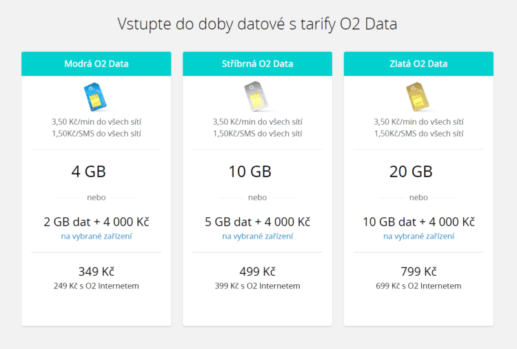 O2 představuje nové datové tarify
