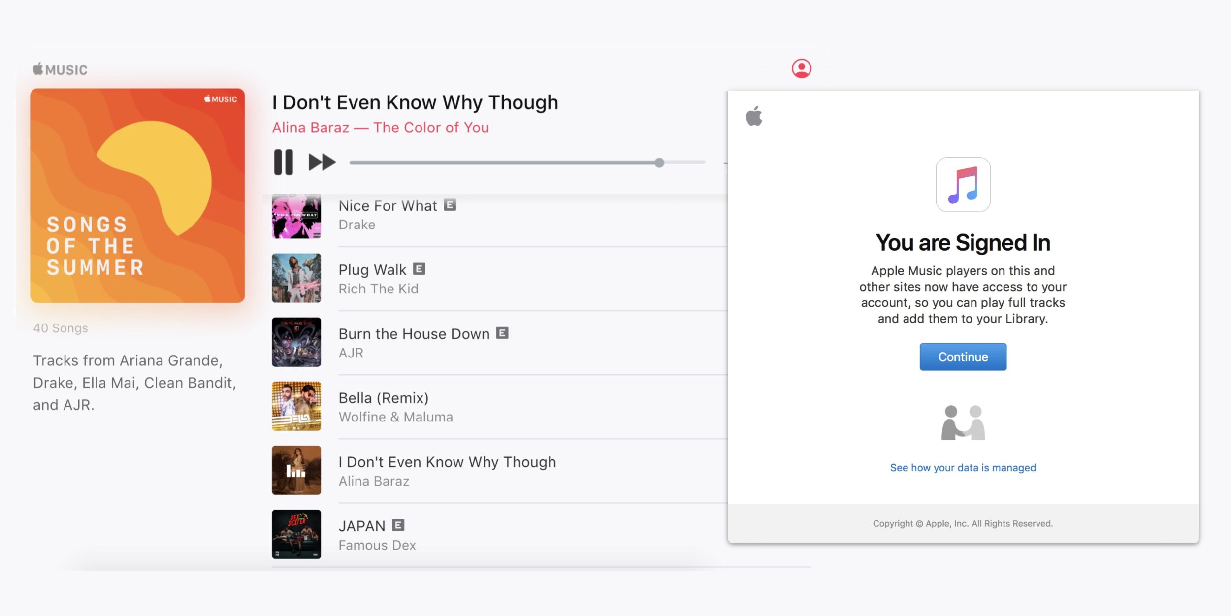 Apple Music nabízí webový přehrávač, má to však ale háček
