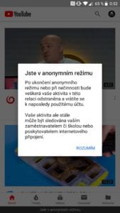 YouTube pro Android získal anonymní režim