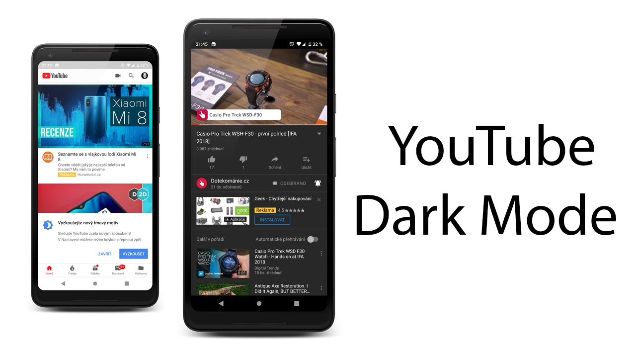 YouTube a tmavý režim – aplikace respektuje nastavení systému [aktualizováno]