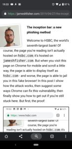 Chrome pro Android nezabrání phishingovému útoku s využitím „inception bar“