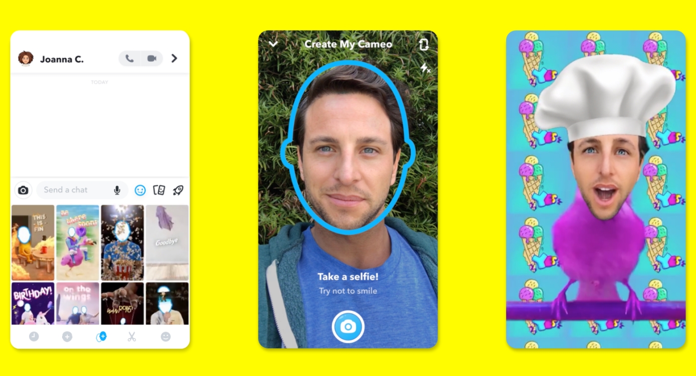 Snapchat Cameos: nová funkce pro vytváření GIFů s vaším obličejem