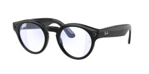 RAY BAN STORIES ROUND SHINY BLACK CLEAR WITH BLUE LIGHT FILTER LENSES2 711x356x