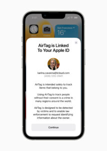 Apple AirTag privacy message 2214x3100x