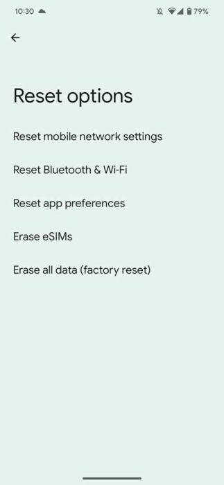 Reset options Android 14 DP1 500x1083x