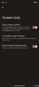 android 14 screen lock settings auto confirm unlock 572x1272x