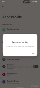Android 13 Restricted Settings dialog 540x1170x
