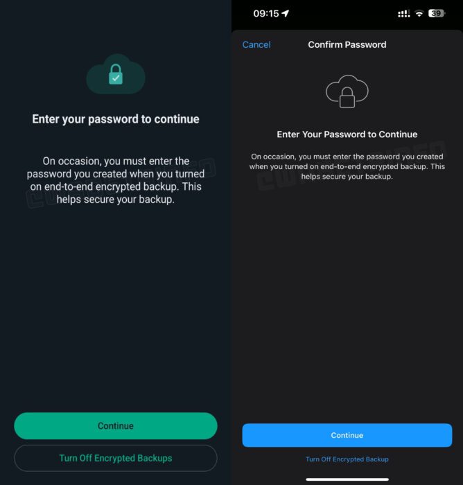 WA PASSWORD REMINDER END TO END ENCRYPTED BACKUPS ANDROID IOS 2304x2413x