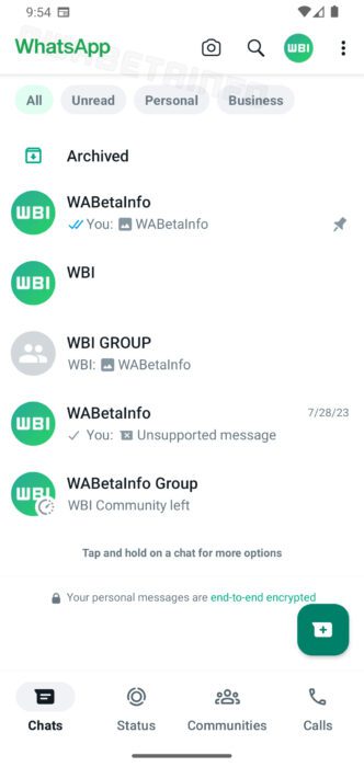 WA NEW INTERFACE WITH GREEN APP LOGO ANDROID 1080x2280x