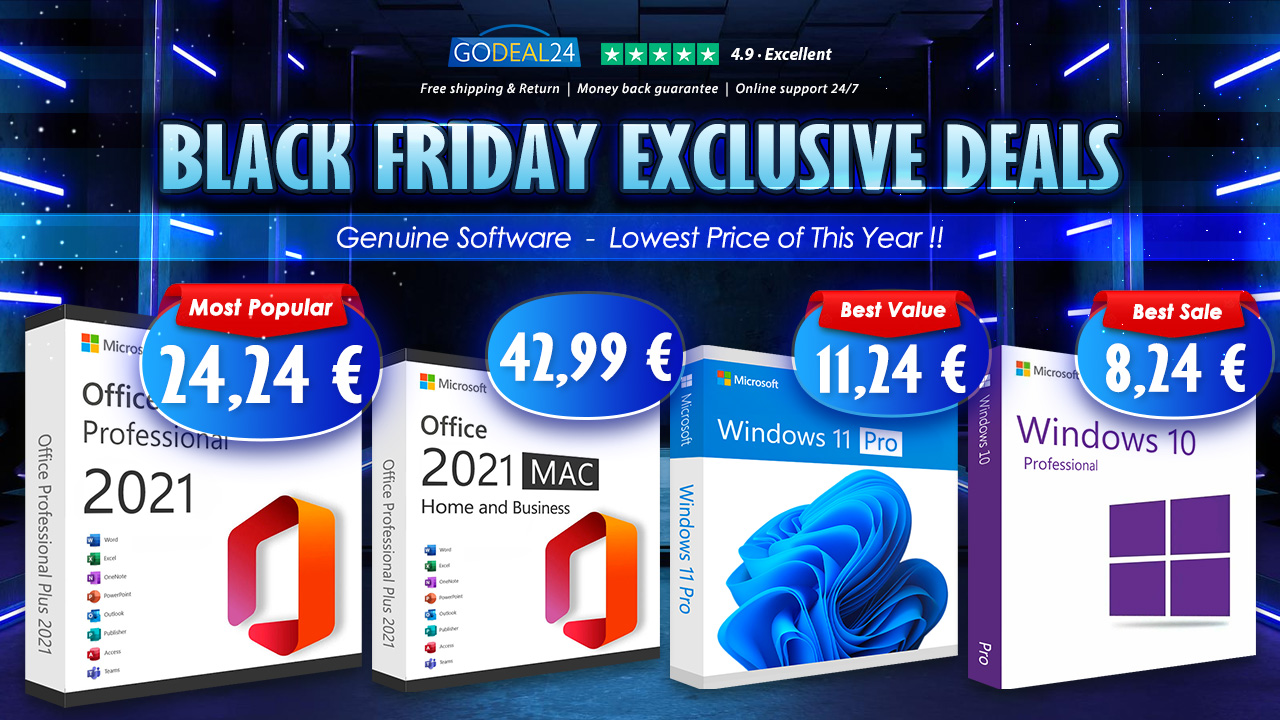 Black Friday se blíží ke konci, využijte slevy na Microsoft software. Windows 11 za 11.24 EUR, nebo Office 2021 za 14.85 EUR [komerční článek]