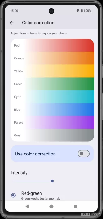 Android 15 intensity slider in color correctionpng 907x1920x