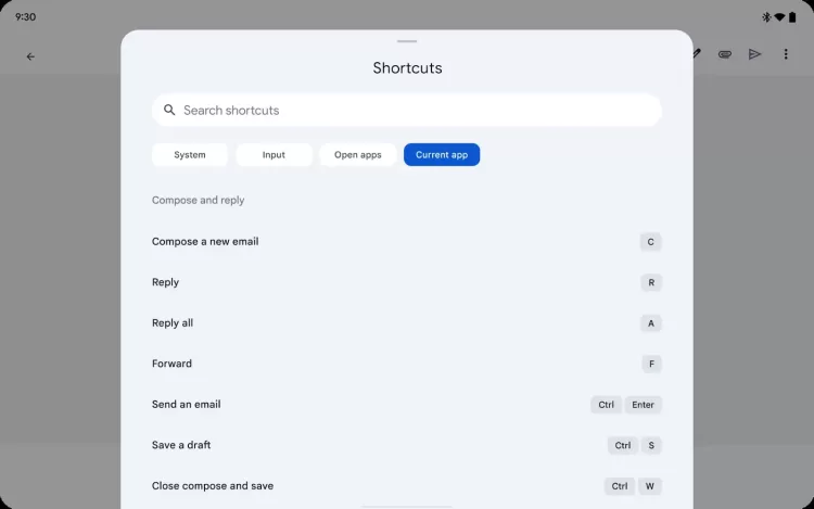 Gmail compose Android tablet shortcuts 1600x1000x