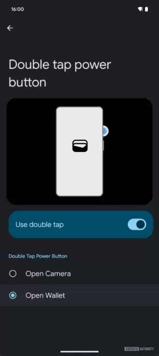 Double tap power button open wallet in Android 15 QPR2 B3 485w 1080hjpg 485x1080x