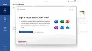 skip onedrive sign in in ms word 1250x700x