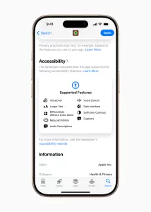 Apple accessibility features App Store Nutrition Labels Apple Fitness app 2743x3840x