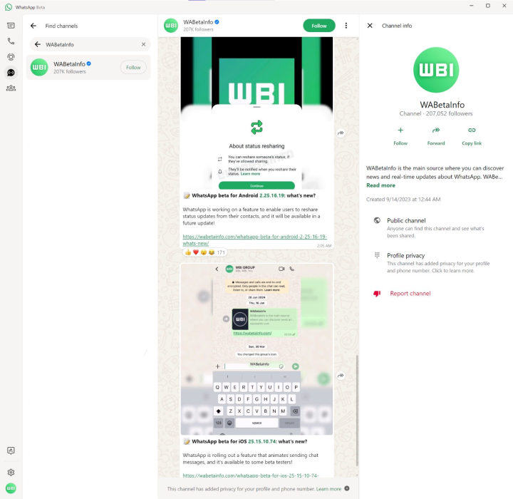 WA NEW EXPERIENCE CHANNELS COMMUNITIES INTERFACE FEATURE WINDOWS 1600x1555x