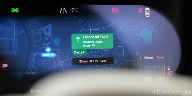 Google Maps heads up directions in Android Auto 1600x800x
