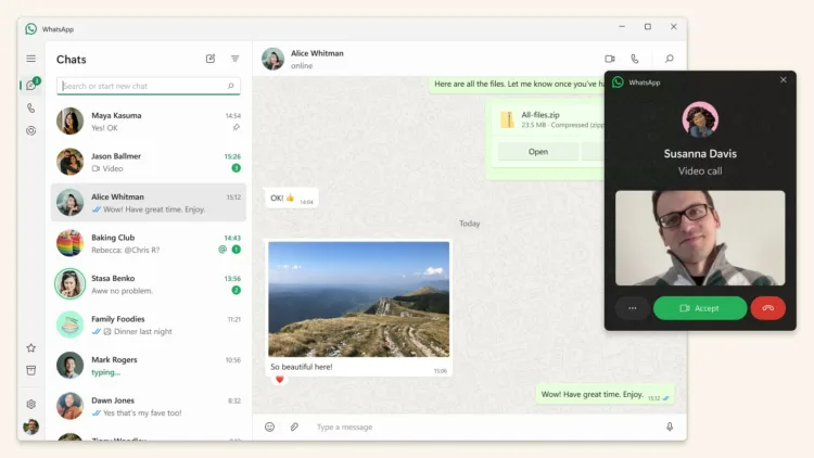 Native WhatsApp app for Windows 11 1440x810x