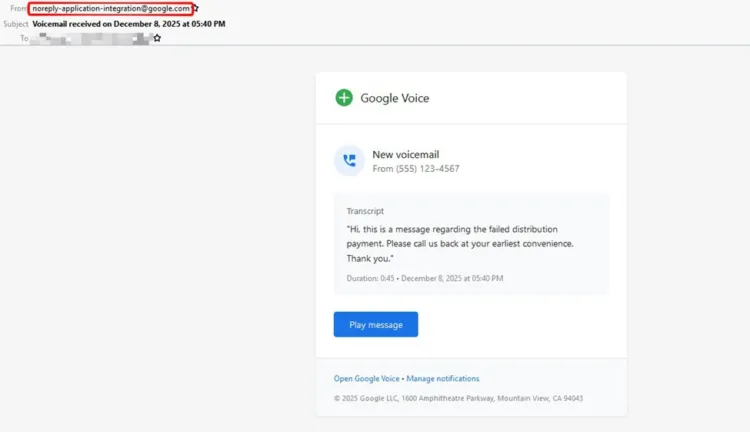 Google Services scam Voicemail alert 975x561x
