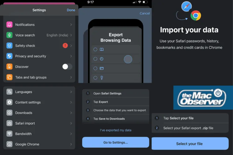 chrome ios safari import guided steps 1920x1280x