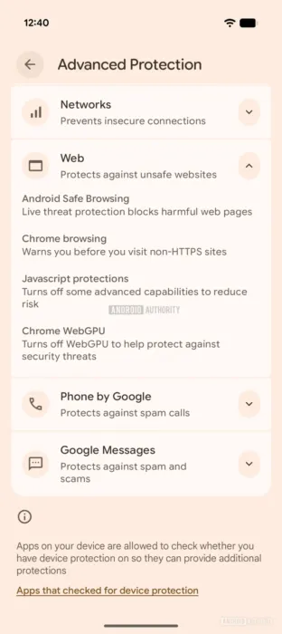 Android Advanced Protection Mode Disable WebGPU in Chromejpg 855x1920x