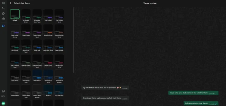 WA NEW DEFAULT CHAT THEME CUSTOMIZATION FEATURE WEB