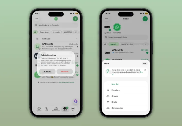 WA NEW INTERFACE CHAT LIST CHATS TAB FILTERS FEATURE IOS