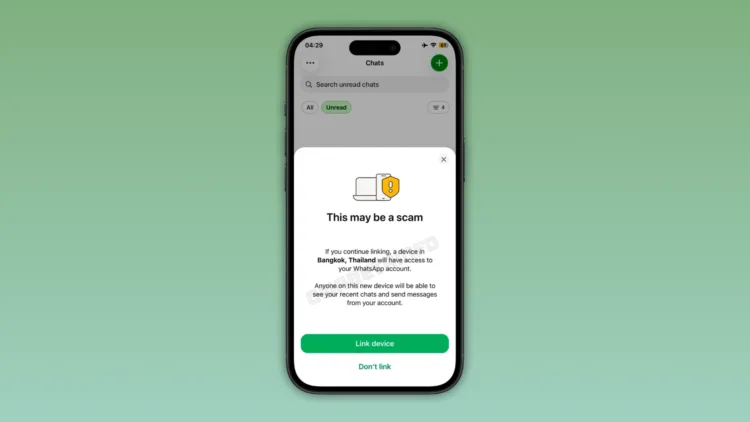 WA WHATSAPP SCAM WARNING FOR LINKING DEVICE ATTEMPT FEATURE IOS