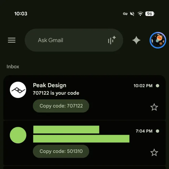 Gmail Copy Code