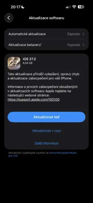 Apple vydává iOS 27.2: Podpora SynthID a novinka pro iPhone Duo