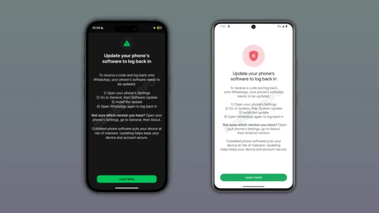 Wa Update Operating System To Log Into Whatsapp Feature Ios Android
